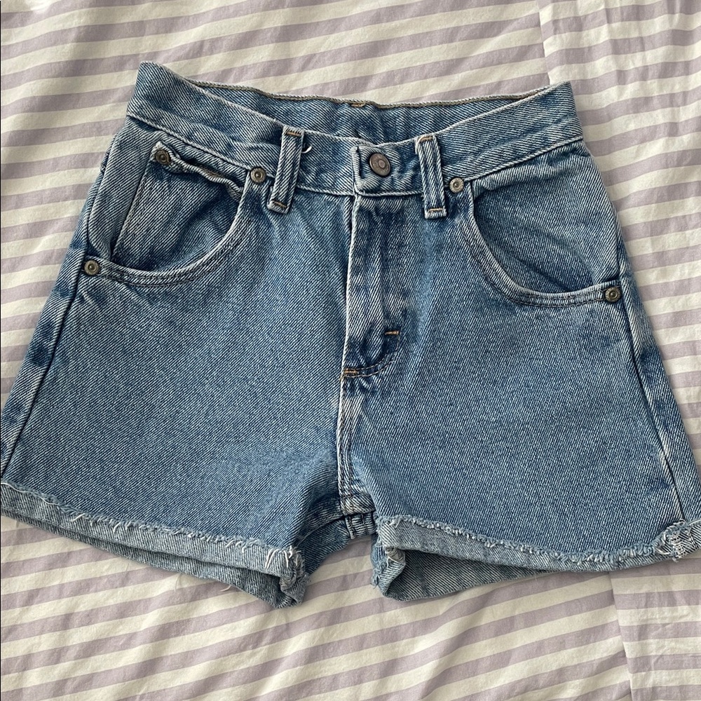 Classic High-Rise Blue Denim Shorts